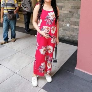 Red Floral Jumpsuit